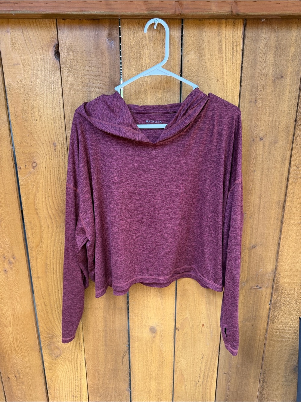 Athleta Maroon Heather Cropped Hoodie